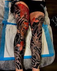These Are So Cool Powerful Leg Sleeves By Mitchxlovetattoo What Do You Think Of These Leg Japanese Leg Tattoo Japanese Sleeve Tattoos Japanese Wave Tattoos