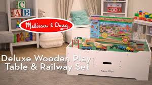 Snowman wooden train decorating tables toys for. Melissa Doug Deluxe Wooden Multi Activity Play Table Wooden Railway Set Youtube