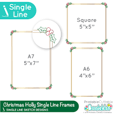 Download Free Foil Quill Single Line Svg Christmas Holly Frames