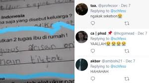 Internet buat penyedia berbagai informasi yang lengkap tentu harus kita pakai, dari bermacam berita dari tulisan sampai foto. Ditanya Soal 2 Tugas Ibu Di Rumah Jawaban Jujur Anak Sd Ini Viral Bikin Ngakak