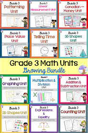 This Grade 3 Math Bundle Includes 12 Units Based On The Ontario Curriculum Counting Place Value Patterning A 3rd Grade Math Free Math Lessons Math Patterns