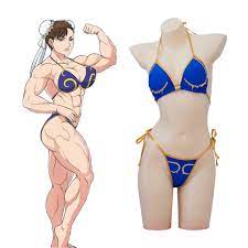 Game Chun Li Cosplay Blue Bikini Suit Street Fighter Japanese Fighter Chunli  Sexy Swimming Suit Beach Wear Halloween Party Set - AliExpress