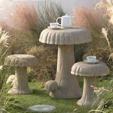 Alice In Wonderland Mushroom Table And Chairs Alice In Wonderland Garden Concrete Garden Garden Art