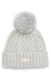 Ugg Pompom Cable Genuine Shearling Beanie Nordstrom Ugg Hats Knitted Hats Shearling