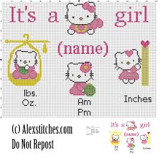 Hello Kitty Birth Record Free Cross Stitch Pattern 1 Free Cross Stitch Patterns By Alex