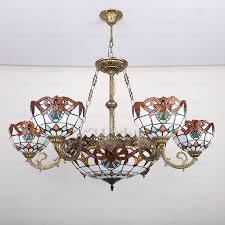 Decorative 7 Light Stained Glass Shade Tiffany Style Chandeliers