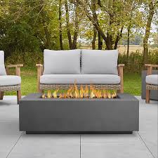 Round fire pit with propane tank inside. 50 Aegean Weathered Slate Large Rectangle Propane Gas Outdoor Fire Table