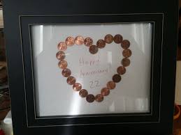 Want to take your copper anniversary gifts one step beyond? The 22nd Anniversary Gift Is Copper So I Made This For My Husband Using A Penny From Every Ye 22nd Anniversary Gifts Anniversary Ideas For Him 22nd Anniversary