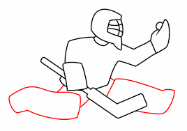 How To Draw A Cartoon Hockey Goaltender In Action