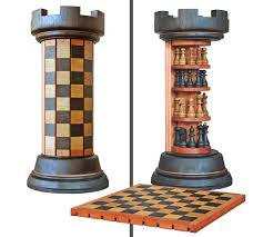 Maybe you would like to learn more about one of these? This Incredible Rook Tower Has A Pack Away Flexible Wooden Chess Board That Wraps Around It