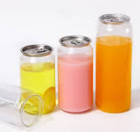 Transparent 250ml 330ml 500ml Plastic Easy Open Beverage Can for Beverages  Soda