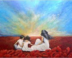 Discover and shop for the highest quality oil painting replicas. Mother With Son And Daughter Print Gift For Mom Sunset Poppies Painting Poppy Painting Painting Abstract Face Art