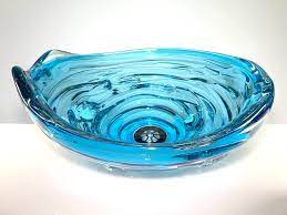 Vigo rectangular gray onyx glass vessel bathroom sink. Copper Blue Glass Vessel Sink Artisan Crafted Home