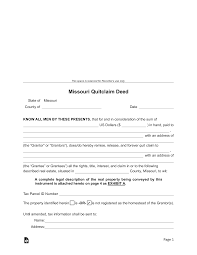 Free Printable Quit Claim Deed Missouri