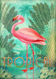 Find authentic tropical print furniture and rare pieces from the world's best dealers. Tropical Collage Poster By Eva Nev Displate Poster Prints Tropical Poster Flamingo Art