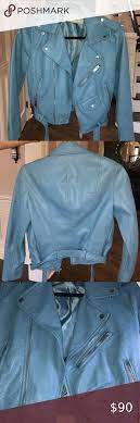 Zara Blue Leather Jacket In 2021 Blue Leather Jacket Denim Utility Jacket Zara Leather Jacket