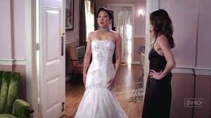 Grey S Anatomy Meredith And Cristina Grey S Anatomy Honeymooners Meredith Cristina 4 I Love You Mermaid Wedding Dress Dresses Strapless Wedding Dress