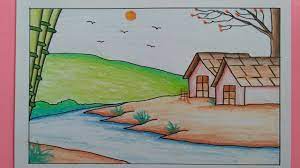 24 gambar kartun bunga matahari hitam putih 30 gambar kupu kupu cantik dan indah di atas bunga download 110 best pesonad taman bunga lukisan gambar kartun. Contoh Gambar Pemandangan Alam Yang Mudah Digambar Dizeen Painting Pemandangan Gambar