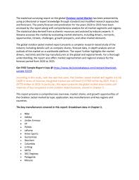 Nov 23, 2020 · u.s. Global Outdoor Jacket Market Report From 2020 To 2025 Page 2 Created With Publitas Com