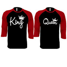 Black And Red T Shirt King And Queen Write Couple Black Red Baseball T Shirt Queen Shirts King Queen Shirts Matching Couple Outfits