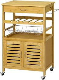 Kitchen island trolley, melbourne, victoria, australia. Amazon Com Viagdo Kitchen Island Cart Bamboo Wood Rolling Kitchen Storage Cart With Drawers Multi Purpose Kitchen Trolley Cart With Storage Cabinet Towel Rack Locking Casters For Dining Living Rooms Kitchen Islands