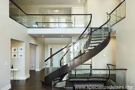 Curved Open Rise Maple Specialized Stair Rail Contemporary Stairs Staircase Railing Design Modern Stairs