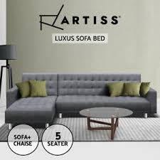 You can add or remove the units such as the chaise lounge or rearrange them as desired. Artiss Sofa Bed Lounge Set Futon Couch 5 Seater Beds Corner Chaise Modular Ebay