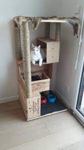 Arbre A Chat Avec Caisses De Vins Cat House Diy Cat Room Diy Cat Toys