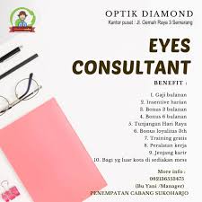 Biasanya untuk lowongan kerja di semarang dengan gaji berkisar dari 8 juta memiliki beberapa kualifikasi karyawan yang harus dipenuhi. Lokersolo Lowongan Kerja Optik Diamond Eyes Consultant Facebook