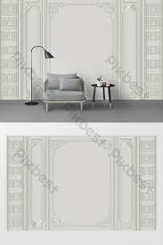 Simple European Plaster Pattern Gold Foil Line Border Corner Flower  Background Wall Decors & 3D Models
