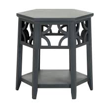 Connr Hexagon End Table Charcoal Gray Safavieh Wood End Tables End Tables Side Table