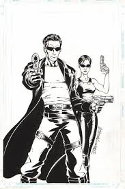 Matrix Neo Trinity By Ron Lim Original Comic Art W B Comic Book Artwork Comic Art Sale Artwork