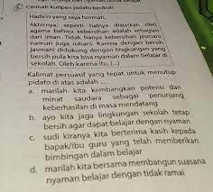 Intinya pidato persuasif adalah pidato yang mengajak/ mengimbau masyarakat agar mau melakukan apa yg di harapkan. Kalimat Persuasif Yang Tepat Untuk Menutup Pidato Di Atas Adalah A Marilah Kita Kembangkan Brainly Co Id