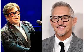 Elton John settles £10 football bet with Gary Lineker