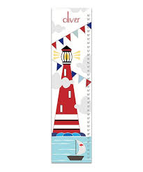 Finny And Zook Nautical Lighthouse Personalized Canvas Growth Chart
