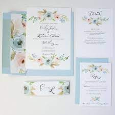 Dusty Blue Wedding Invitations Floral Wedding Invitation Set Etsy Floral Wedding Invitations Wedding Invitation Samples Blue Wedding Invitations