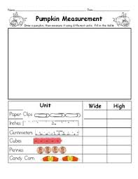 pumpkin math measurement table draw measure chart for halloween thanksgiving