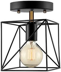 Instead, the carpenters who framed the ceiling may have added a block between the ceiling joists upon which the box is mounted. Industrial Ceiling Light Black Semi Flush Mount Ceiling Light Square Diy Metal Cage Pendant Ceiling Lampshade With E27 Holder For Living Room Bedroom Hallway Loft 6 Inches Dia Amazon Co Uk Lighting