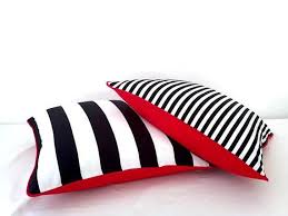 Black And White Striped Throw Pillow Black And White Striped Throw Pillow Cover 20 By 20 Narrow Black And White Stripes With Red Back Beac Black And White Cushions Cushion Design Throw Pillows