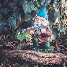 Garden gnome statue decor outdoor resin yard funny sculpture us gnomes home. Awesome Combat Garden Gnomes Let It Be Gnome