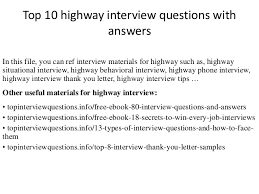 Top 10 Highway Interview Questions With Answers