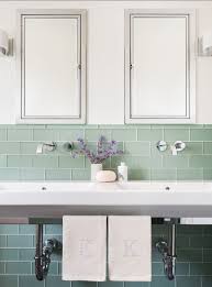 Bathroom Ideas The Tiles In This Bathroom Are Akdo S 3x6 Signature Glass Collection In Frosted Na Pali Green Tile Bathroom Glass Tile Bathroom Trendy Bathroom