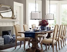 William Sonoma Home Cobalt Blue And White Used For Fall Notice Beautiful Arrangement Of Urns And Ginger Jars Also Gorgeous Floral Dining Room Table Home Decor