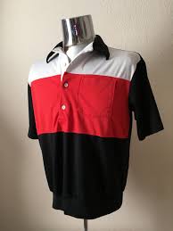 Black And White Polo Shirt Stripes Vintage Men S 80 S Polo Shirt Black Red White Vintage Men Polo Shirt Shirts