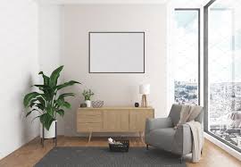 Interior Mockup Wall Art Background Scandinavian Design Desk Interior Wall Decals