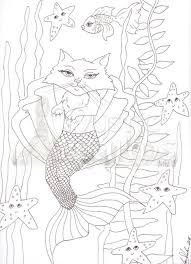 Largest collection with perfect resolution 200 images. Mercat Cat Mermaid Coloring Page Download Mermaid Hand Etsy