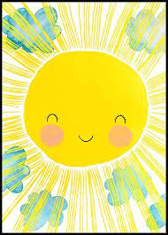 Animasi terjadinya gerhana matahari 14. Colourful Children S Poster Of A Bright Smiling Sun Behind The Sun You Can See Small Clouds Passing By The Kids Poster Nursery Illustration Sun Illustration