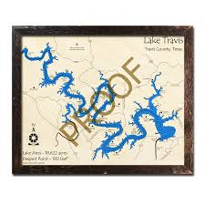 Lake Travis Texas 3d Wooden Map Topographic Wood Chart