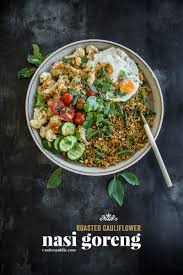 Roasted Cauliflower Nasi Goreng Indonesian Fried Rice Recipe Roasted Cauliflower Nasi Goreng Salad Meal Prep