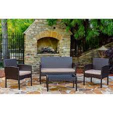 Choose patio chairs that complement your personal style. World Menagerie Tessio 4 Piece Rattan Sofa Seating Group With Cushions Reviews Wayfair